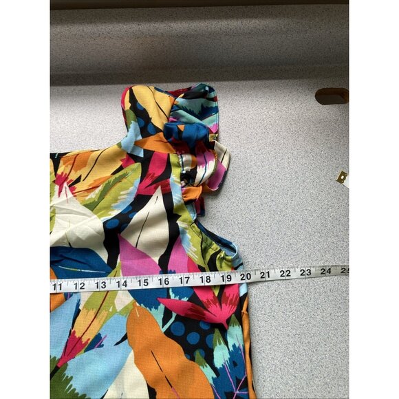 Emery Rose Tropical Leaf Dress Women Large Colorful Vacation Resort Wear Cruise - Picture 6 of 7